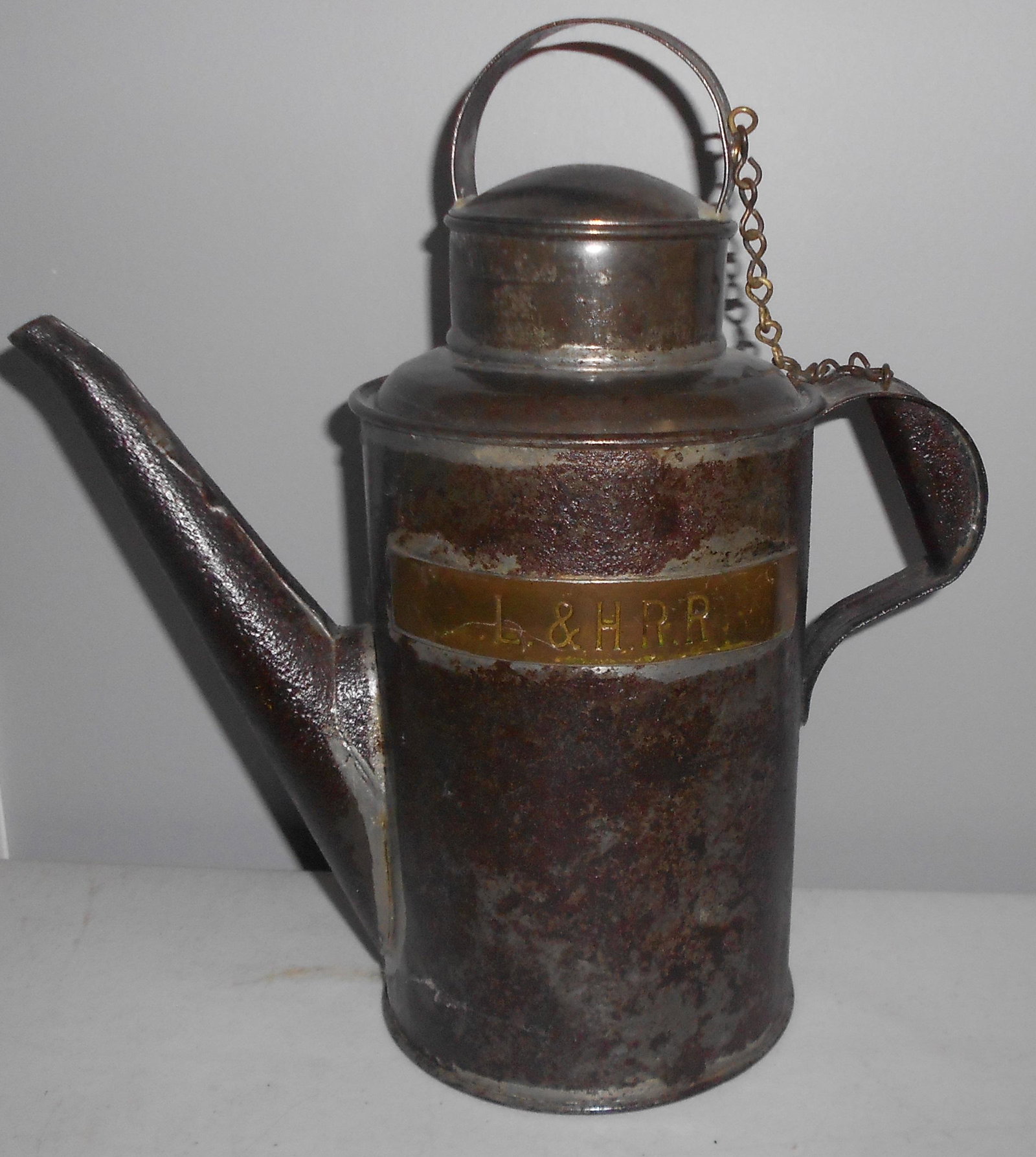 Lehigh & Hudson River Railway Tin can with Brass name plate (1 of 4)