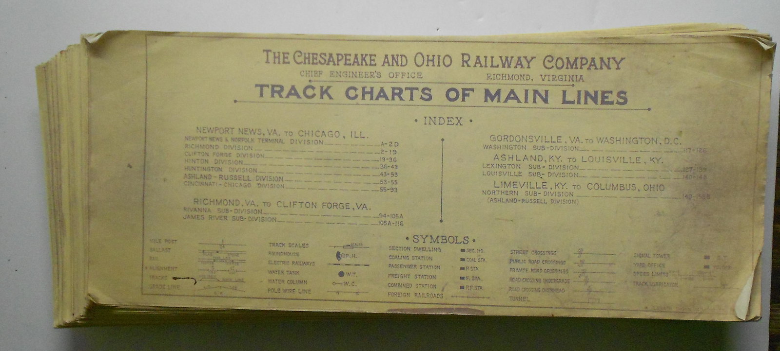 Chesapeake & Ohio Railway Track Charts - Thick! (1 of 3)