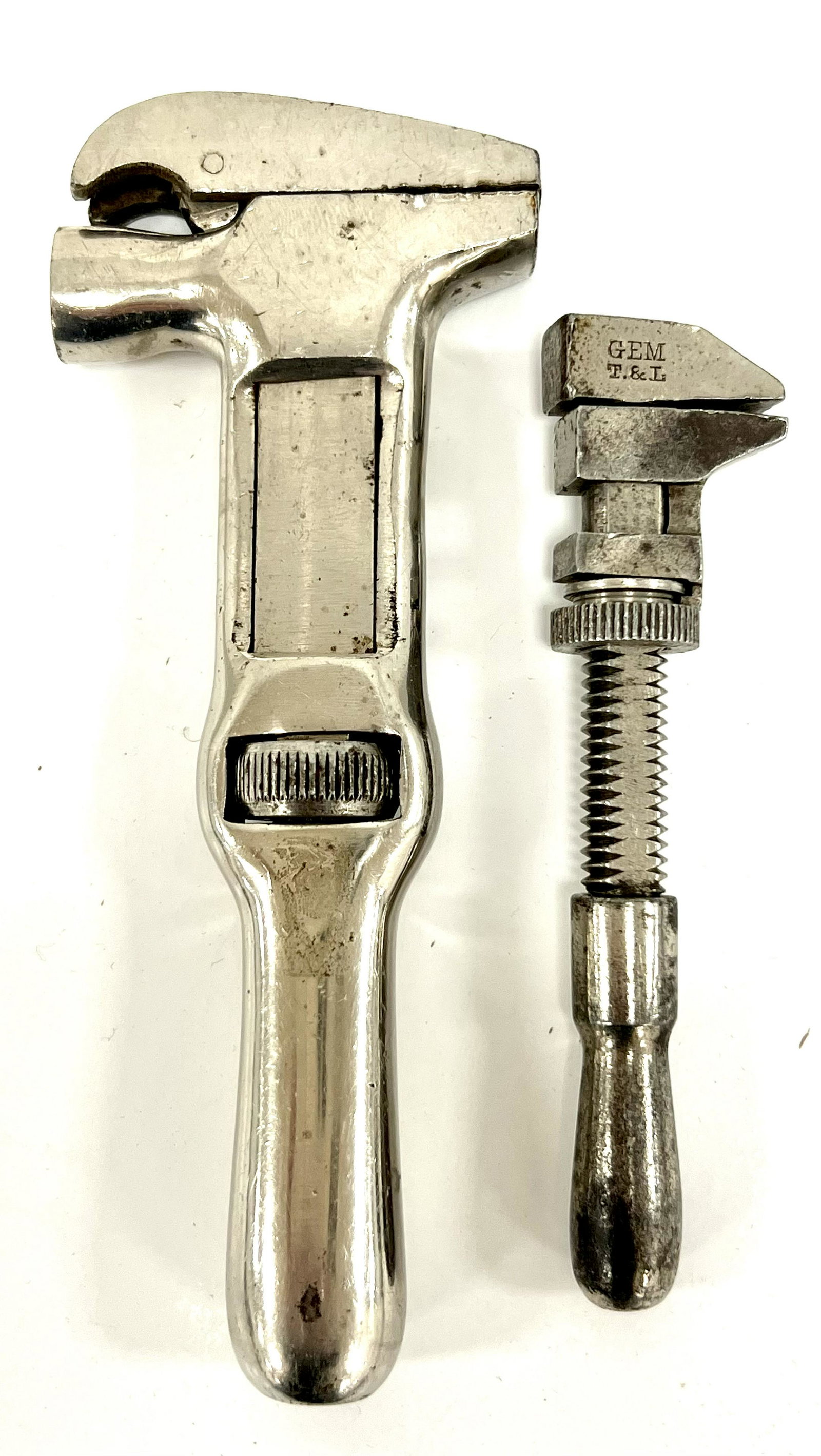 Two Adjustable Wrenches, Gem T&L 4.5", and Boardman 6", nickel (1 of 4)