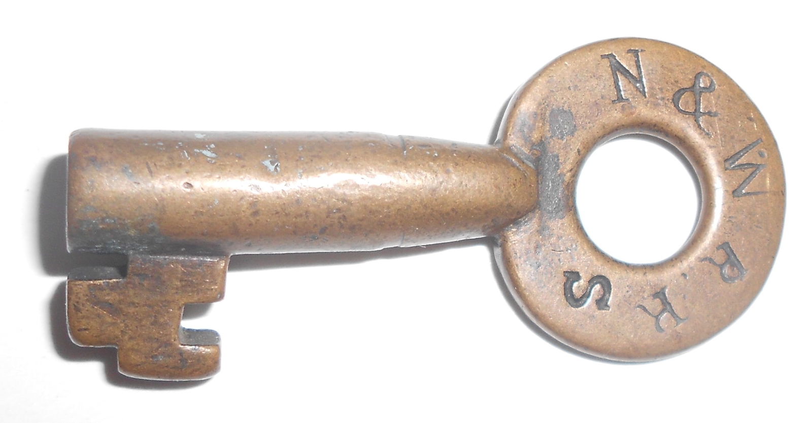 N&W Railroad Brass Tapered Barrel Switch Key by T. Slaight (1 of 2)