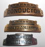 3 New Haven Railroad Hat Badges: Conductor, Ticket Collector, Baggage Master