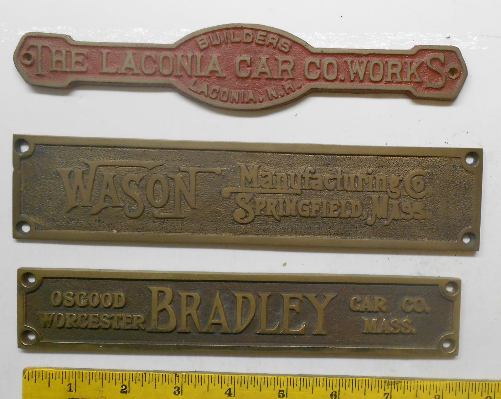 Builders' Plates - Railroad Car Makers: Laconia, Wason, Osgood Bradley (1 of 2)