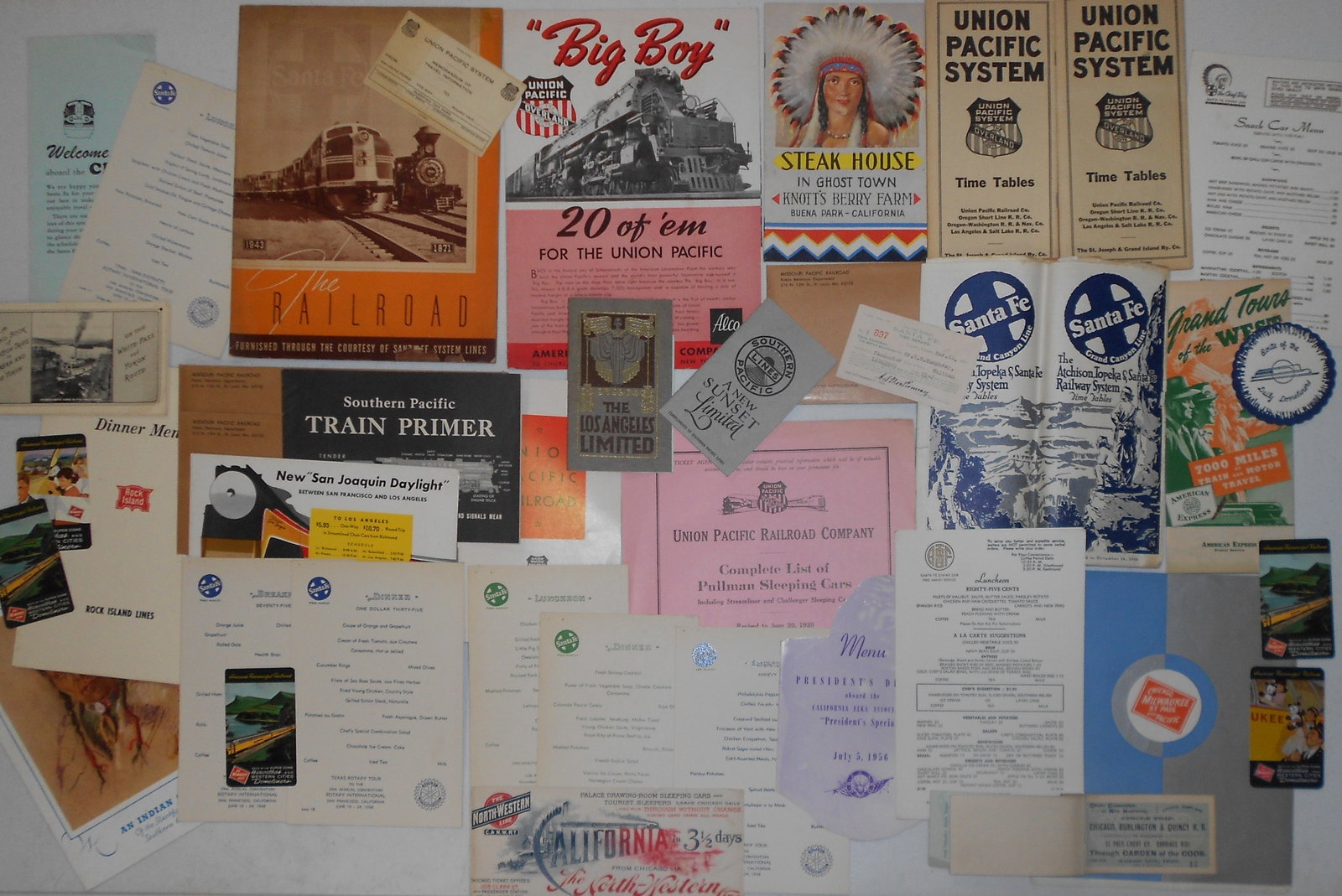 Western Railroad Ephemera including Menus (1 of 3)