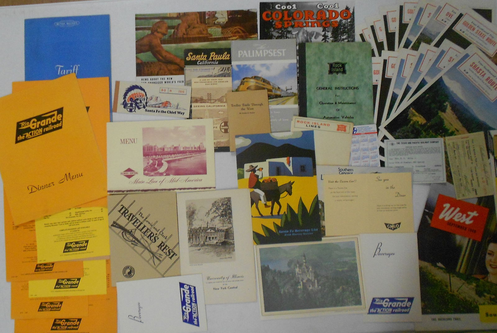 Western Railroad Ephemera including Menus (1 of 3)