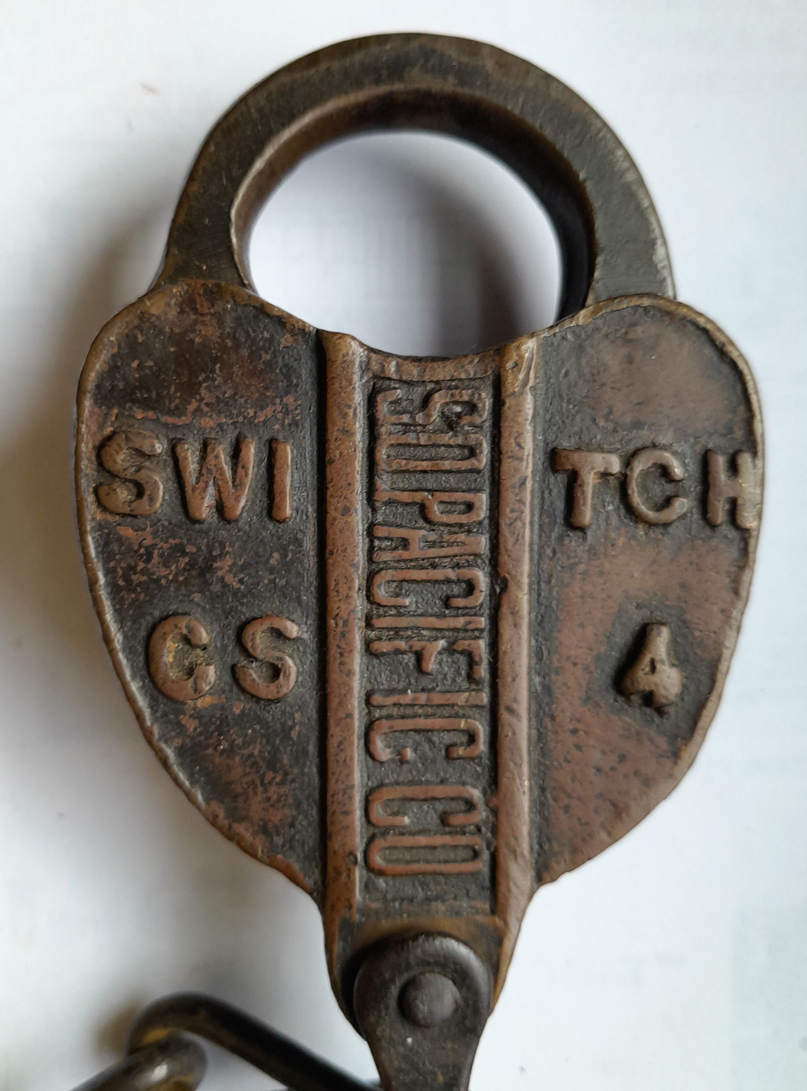 Southern Pacific CS-4 Cast Switch Lock - graduated lettering (1 of 3)