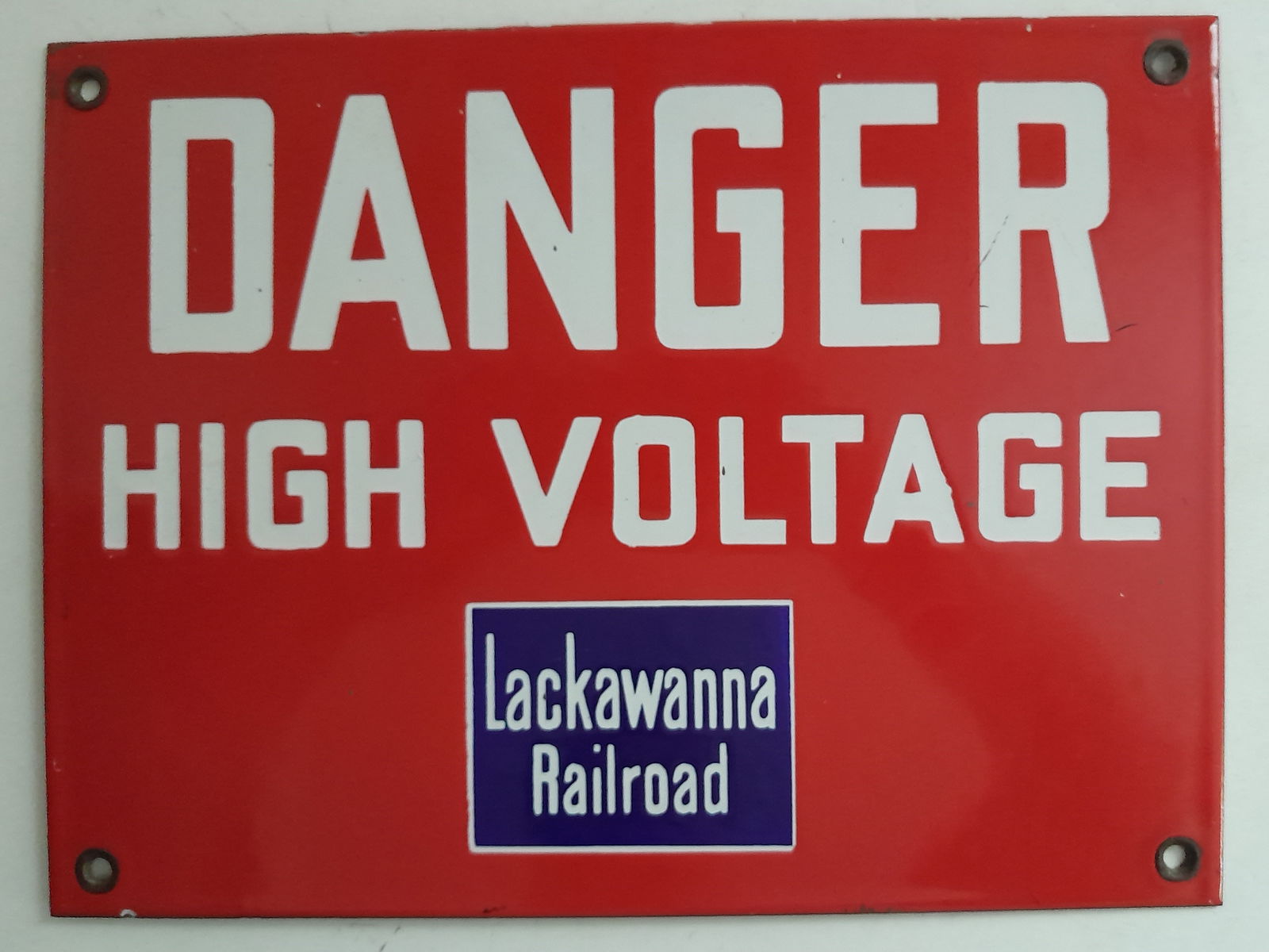 Lackawanna Railroad Porcelain Sign "High Voltage" 12 x 9 (1 of 4)