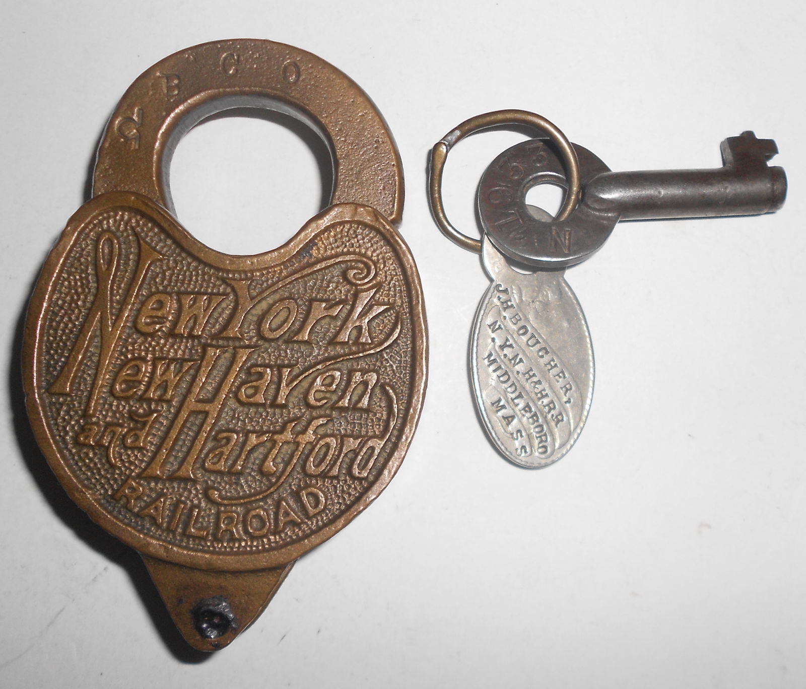 New Haven Railroad Cast Back Switch Lock by Smith & Egge, Key included (1 of 4)