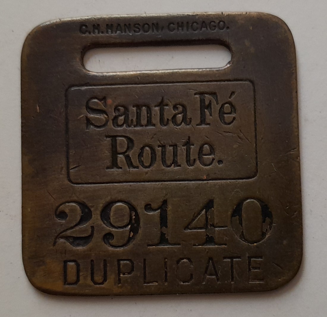 Santa Fe Route Brass Baggage Tag (1 of 2)