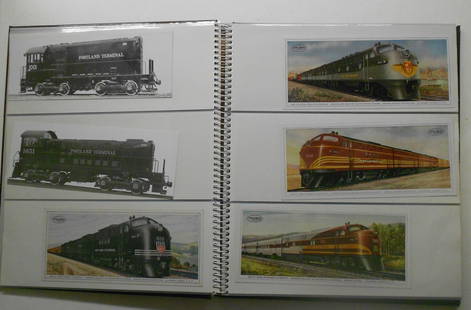 ALCo Locomotive Spec Cards + Steam photos (66): A group of items in one notebook (1) American Locomotive Company Steam & Diesel Specification cards: photo on front, statistics on reverse (28) - mostly UP, B&M, MEC, Portland Terminal (2) locomotive