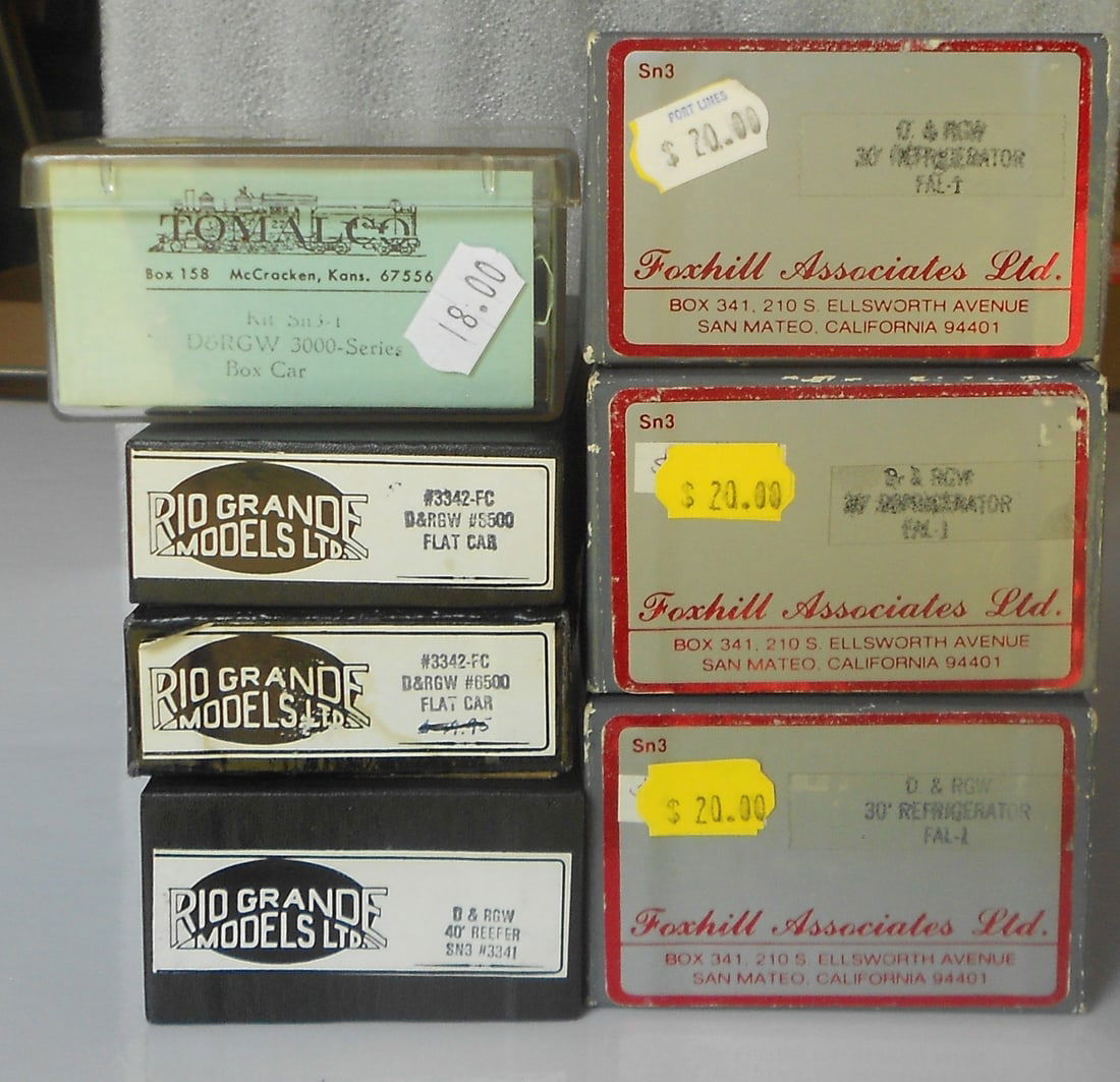 Sn3 Freight Car Kits (7): Rio Grande, Fox Hill, Tomalco (1 of 2)