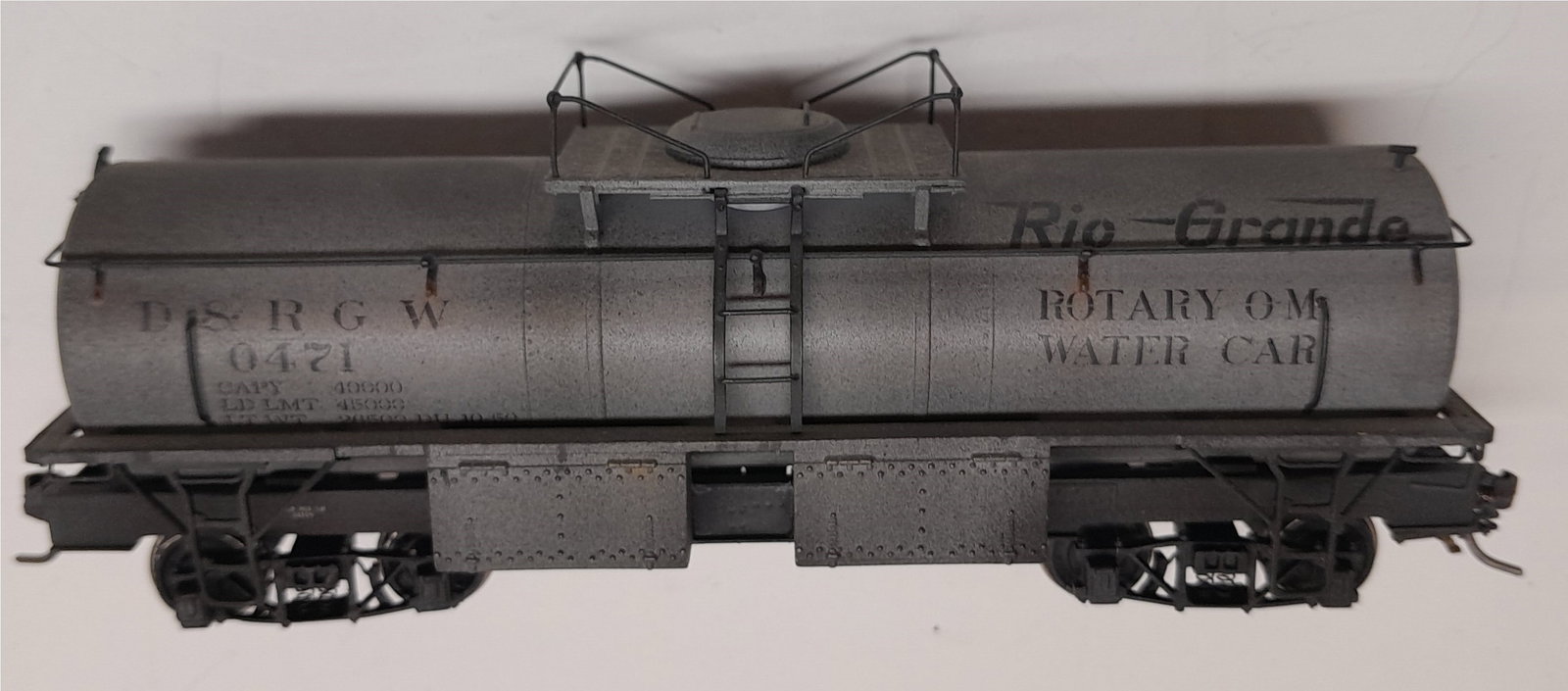 Sn3 Brass - D&RGW Rotary OM Water Car c/p Weathered (1 of 4)