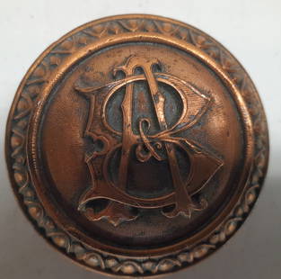 B&A Brass Doorknob - Ornate Boston & Albany?: A brass doorknob with the B&A initials in very ornate lettering. Boston & Albany? See pics for actual hardware. More doorknobs in this auction!