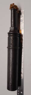 Erie Railroad Cast Iron Torch with Cast Lettering: A cast iron torch made by the DMI Company with ERIE spelled out in raised lettering near the top. Stands about 15" tall, heavy and has a wick.