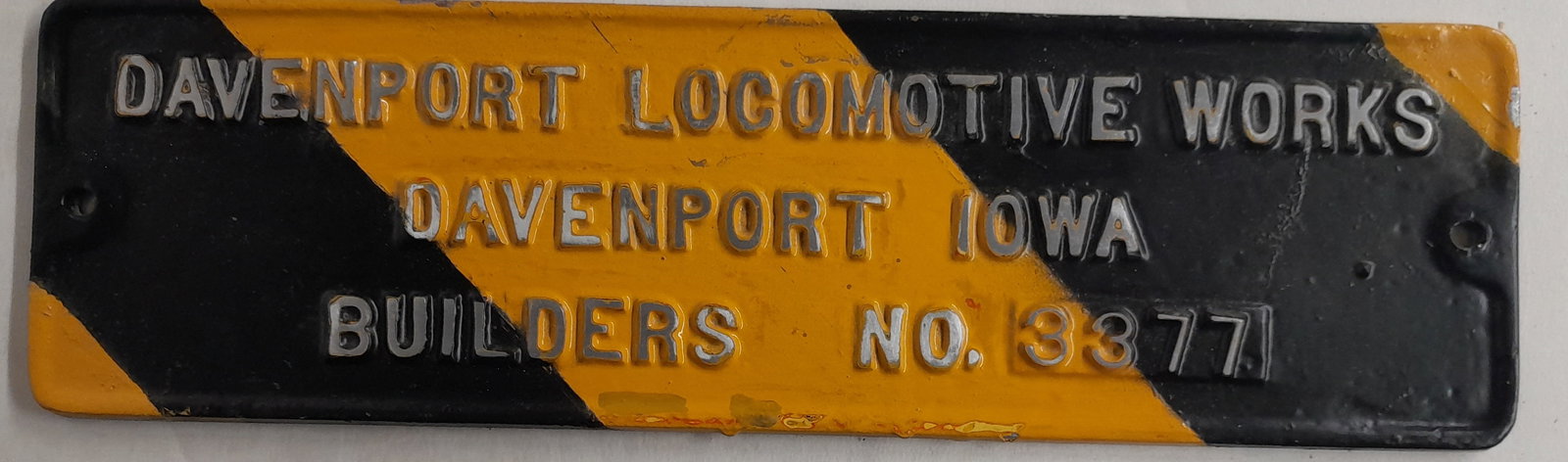 Davenport DE-44  Locomotive #3377 Builder's plate (1 of 3)