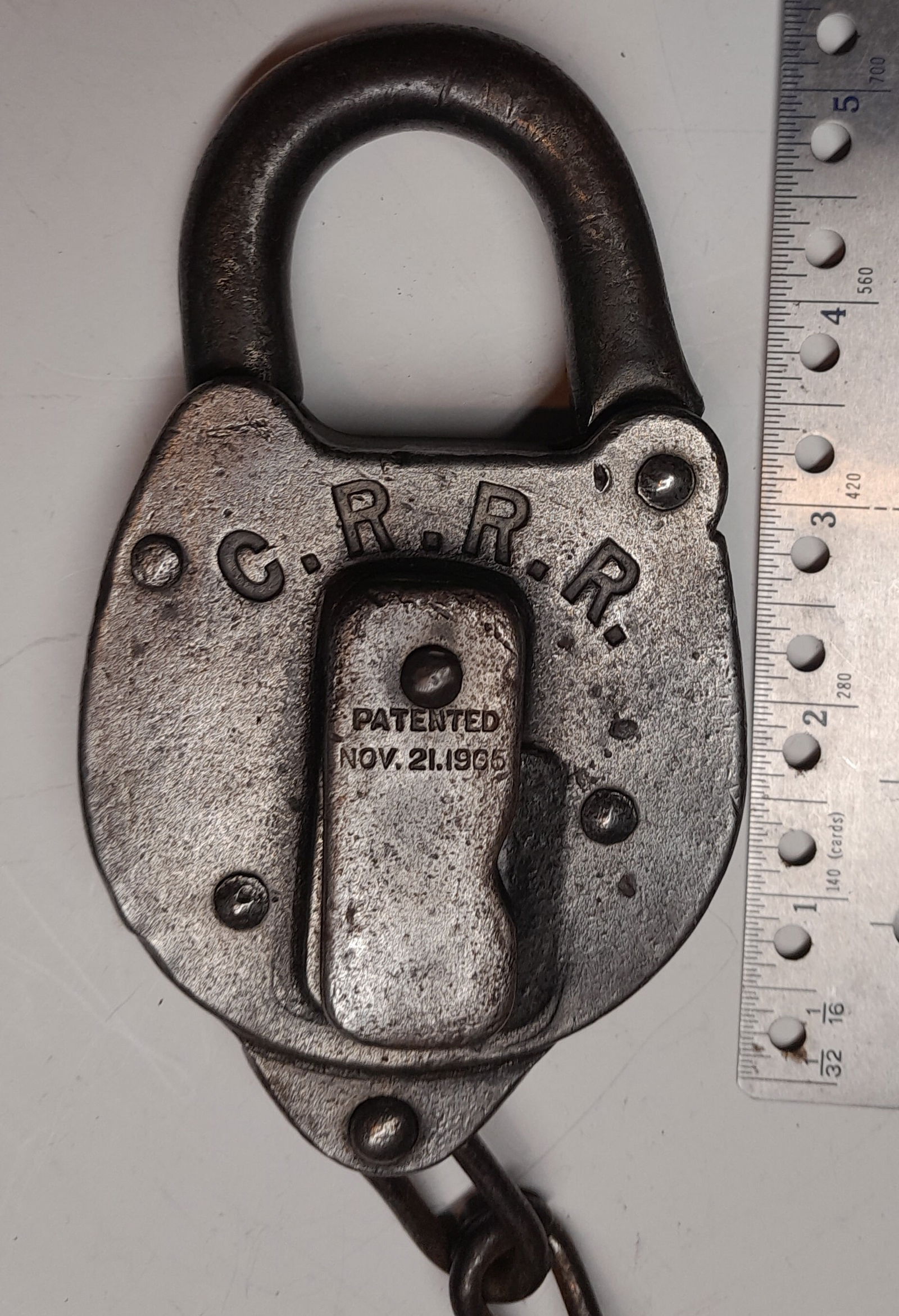 CRRR Large 1905 Patent Lock & CRRR Key (1 of 4)