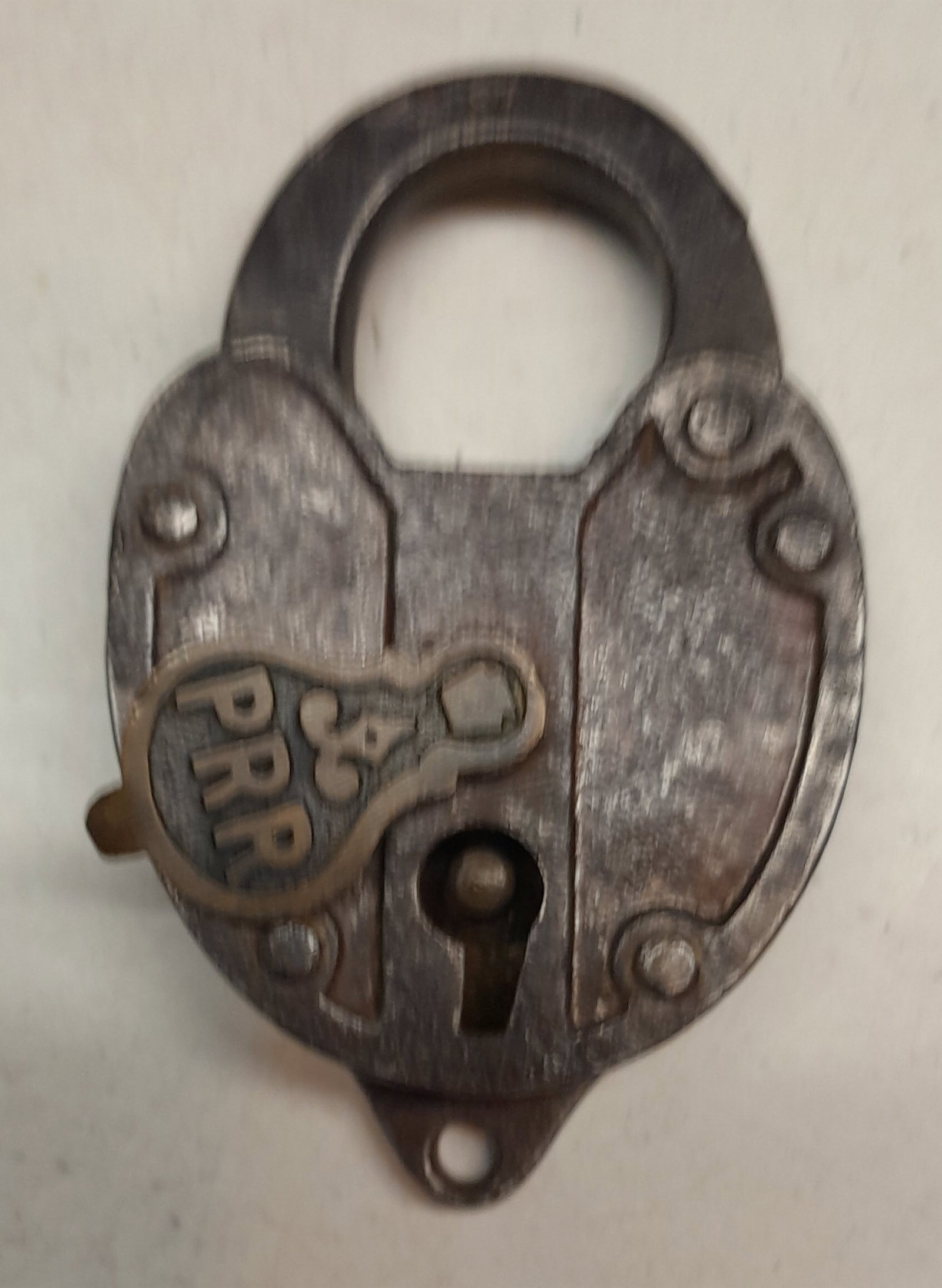 PRR Cast on Brass Dust Cover Steel Lock (1 of 2)