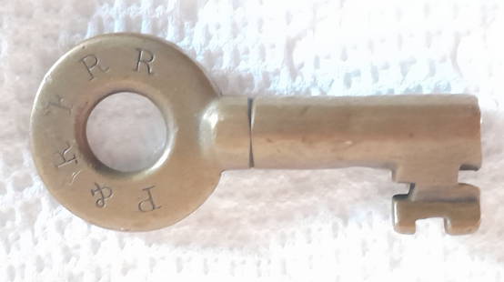 Portland & Rumford Falls Railroad Brass Switch Key: A Maine Central Railroad predecessor that ran from Portland up to Rumford Falls. This line also had a "railway" designation because of financial trouble. Later part of the Maine Central Railroad