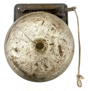 Trolley / Street Car Bell: Industrial grade bell with operating gong. It's big. Wall Mounted Steel Trolley Bell 10” diameter.