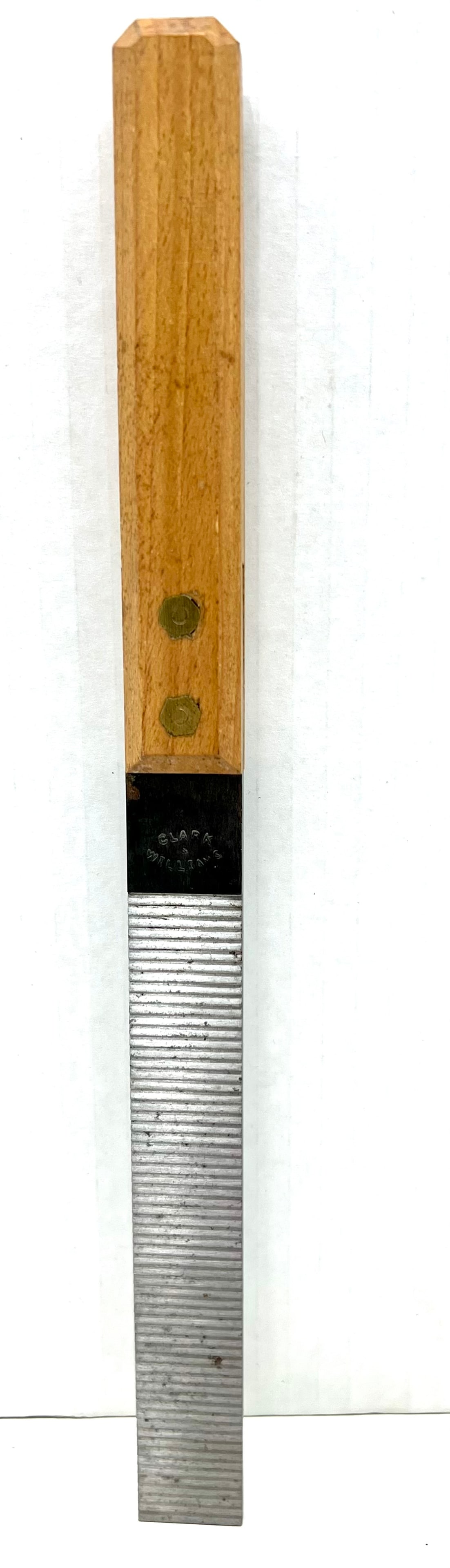 Clark & Williams 1" wide float,: Clark & Williams 1" wide float, cuts on the push stroke; probably unused, small rust spot on non-toothed face.