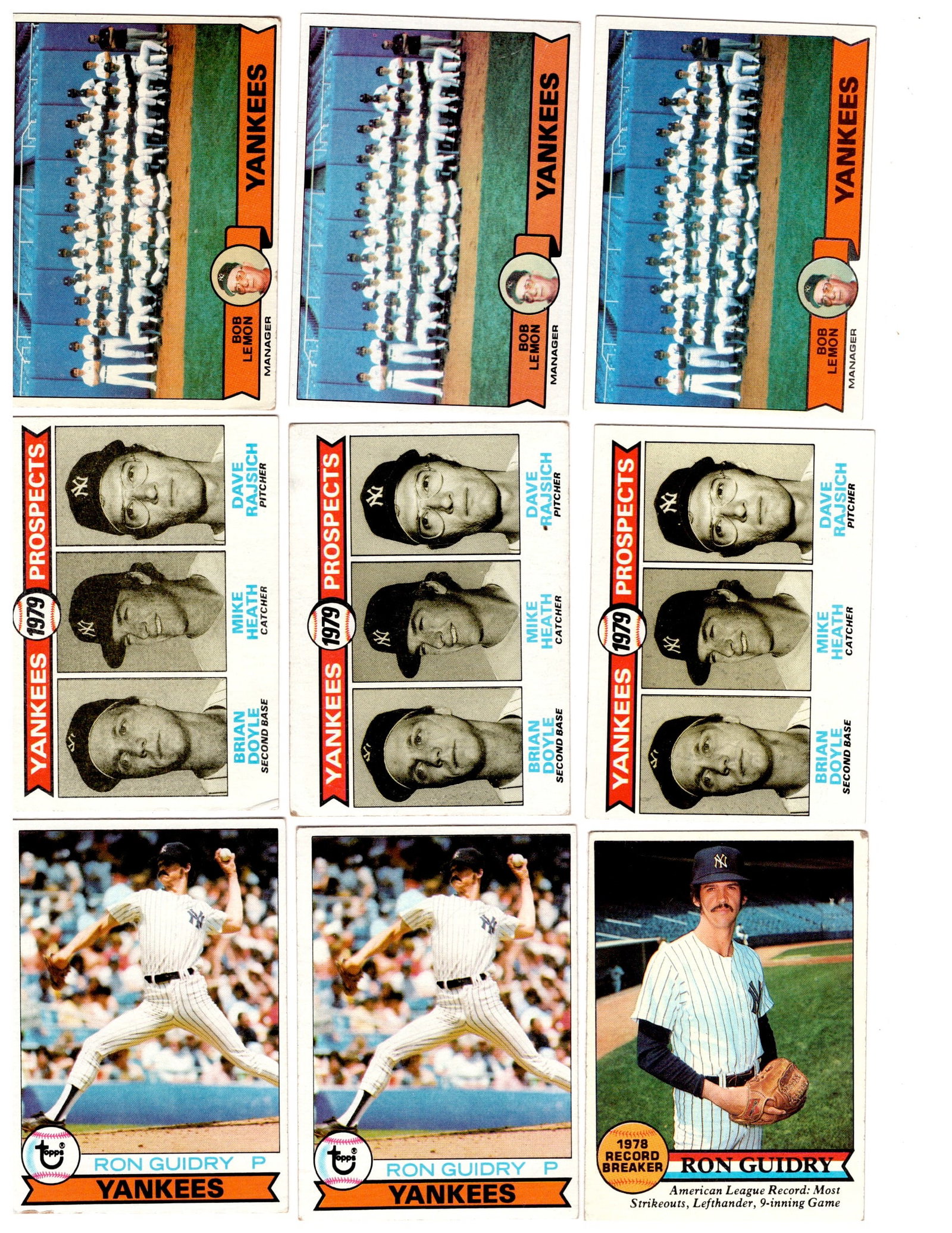 1979 Topps Baseball, N.Y. Yankees (1 of 9)