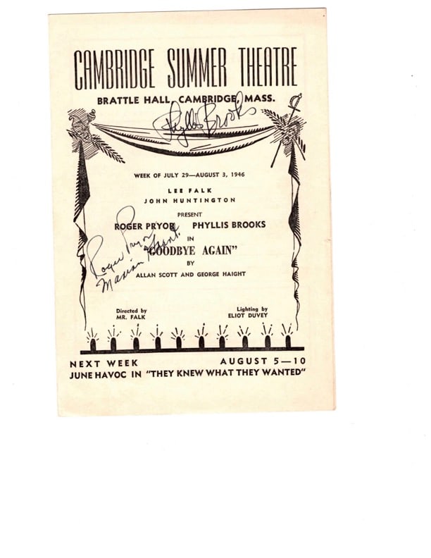 Cambridge Summer Thearter Autographed Program (1 of 3)