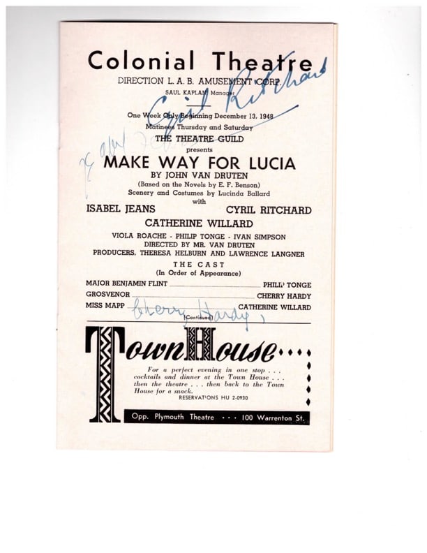 Colonial Theatre original playbill, Autographed (1 of 5)