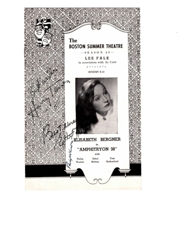 The Boston Summer Theatre Playbill Autographed. (1 of 3)