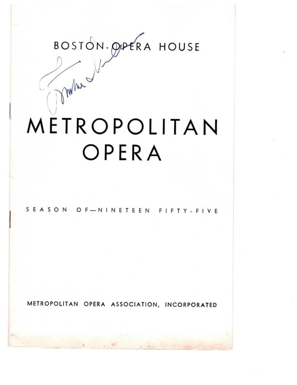 Boston Opera House, Metropolitan Opera, Program Autographed (1 of 2)