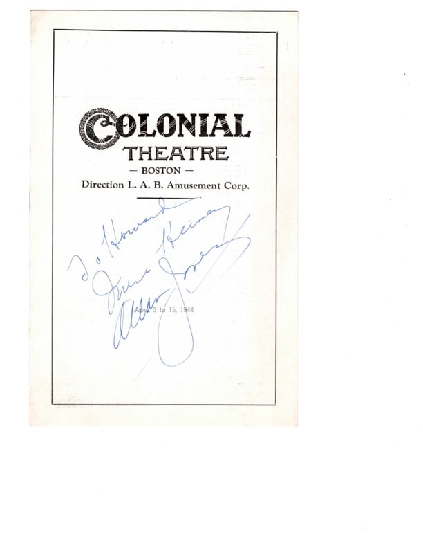 Colonial Theatre Program Autographed (1 of 2)