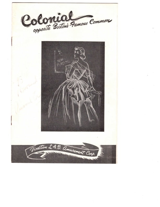 Colonial  Theatre "Opposite Boston's Famous Common" Program, Autographed (1 of 5)