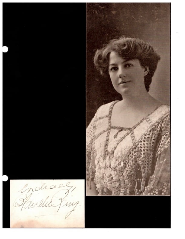 Autograph Blanche Ring: Autograph Blanche Ring Vaudeville, Singer. "Minor staining on bottom"