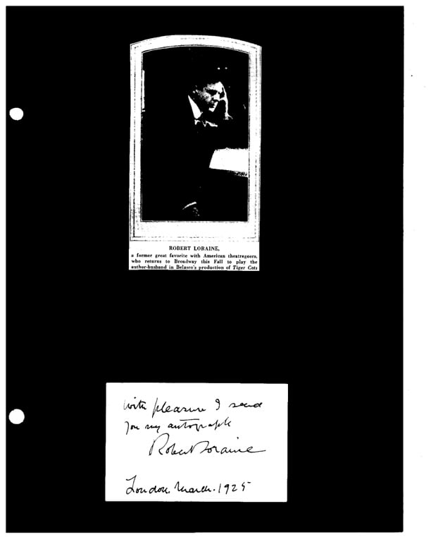 Two Autographs, Robert Lorraine & Earl Metcalfe (1 of 2)