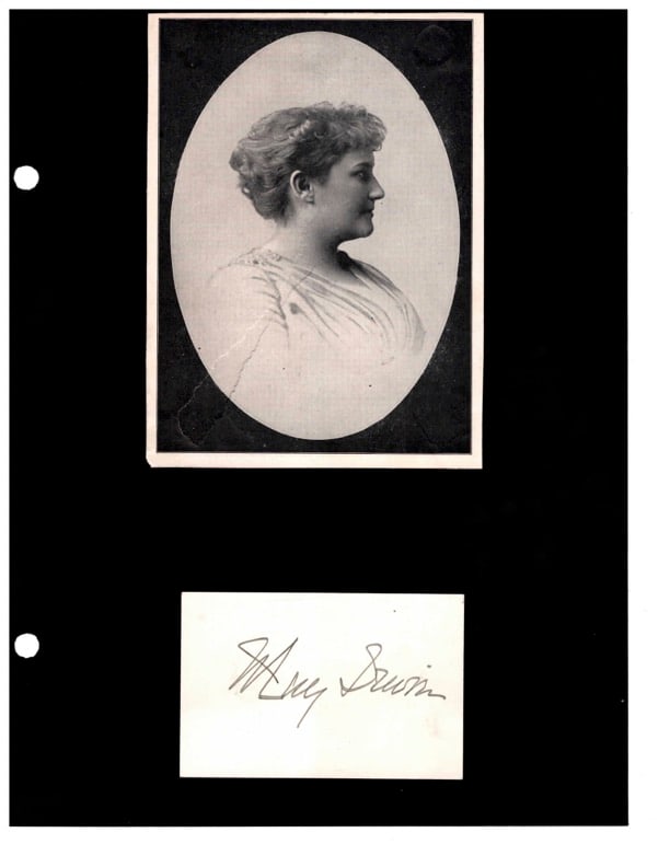Autograph May Irwin: Autograph May Irwin, Stage actress. signed card. Canadian-born actress and singer May Irwin (1862-1938) debuted on variety stages with her sister, as Flora and Flo Irwin, a professional name she retai