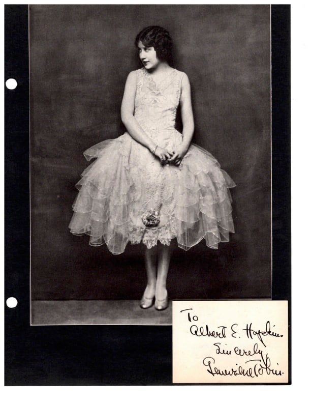 Autograph Genevieve Tobias: Autograph Genevieve Tobias actress. signed & inscribed card. "To Albert E Hopkins Sincerly Genevieve Tobias". Theater actress with her sister Vivian Tobias.