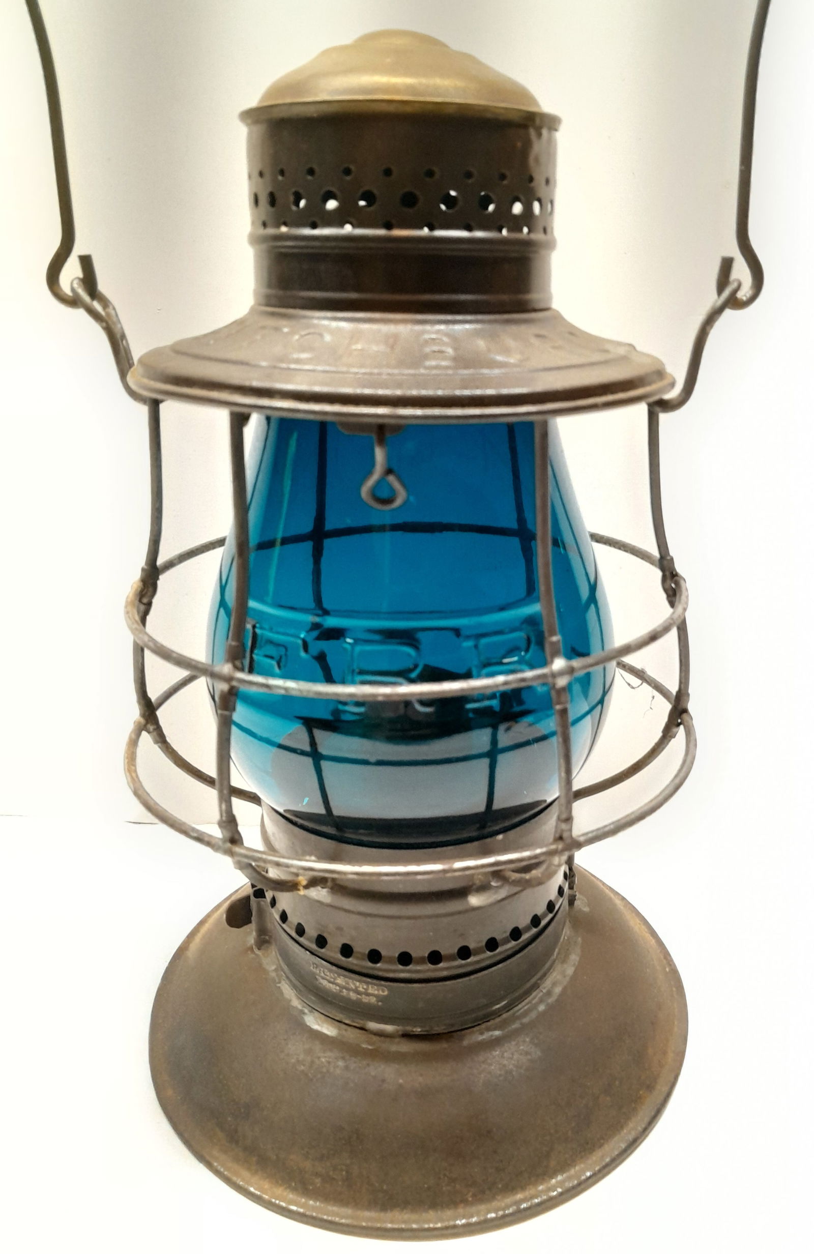 Fitchburg Railroad Brasstop Lantern Green FRR Cast Globe