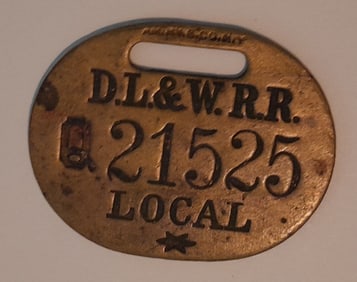 Delaware Lackawanna & Western Brass Baggage Tag "1902"
