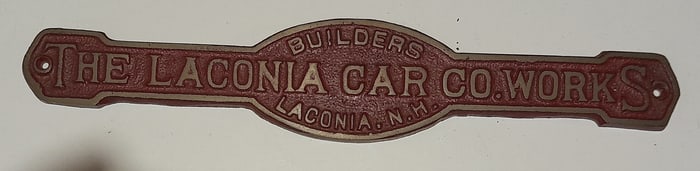 Laconia Car Works Brass Builder's Plate