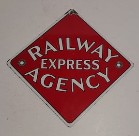 Porcelain SIgn Railway Express Agency - 11" across