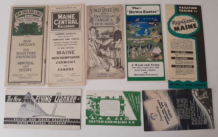 New England Railroad Travel Folders (8) B&M, MEC