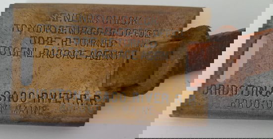Bridgeton & Saco River Railroad Brass Baggage Tag
