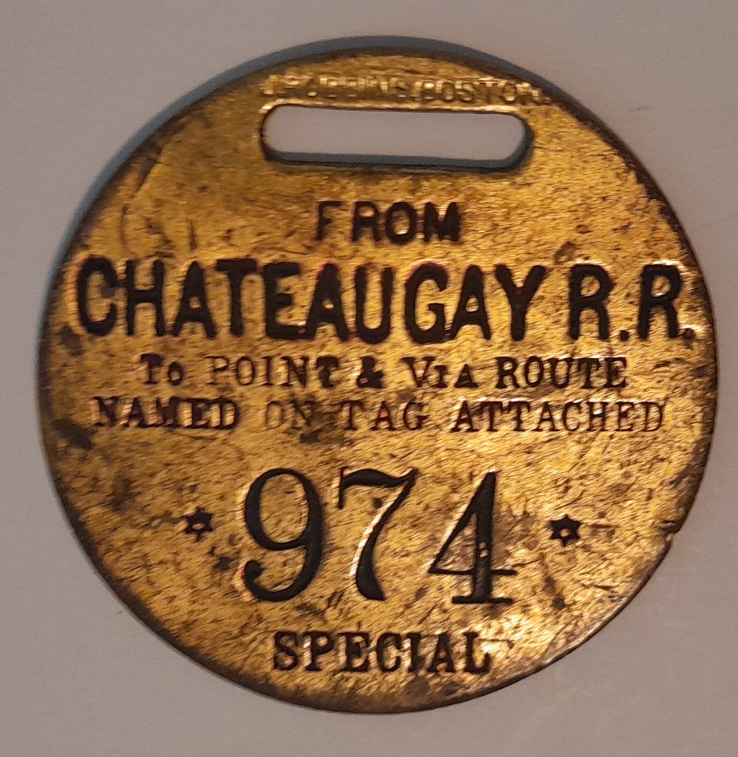 Chateaugay Railroad Brass Baggage Tag - narrow gauge (1 of 2)