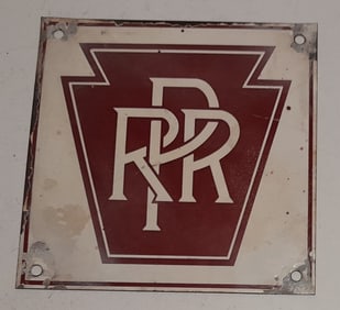 Pennsylvania Railroad Porcelain SIgn 8" - rough