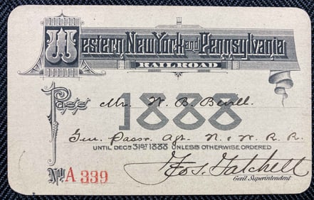 1888 Western New York and Pennsylvania Railroad Annual Pass