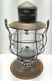 CRR of NJ Brasstop Bellbottom Lantern Cast Barrel Globe