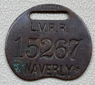 Lehigh Valley Railroad Brass Baggage Tag “Waverly