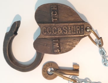 Big Four Brass Cast Panel A&W Lock & Key - CCC&StLRy
