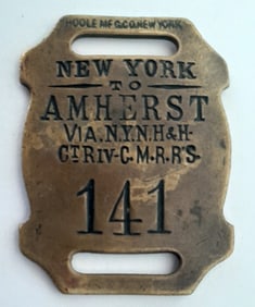 Central Massachusetts Railroad - Brass Baggage Tag