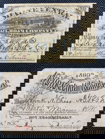 2 Maine Central Annual Passes: 1876 Vignette, 1893