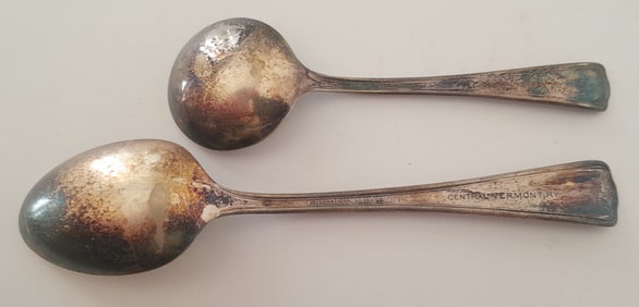 Central Vermont 2 Silverplated DIning Car Spoons