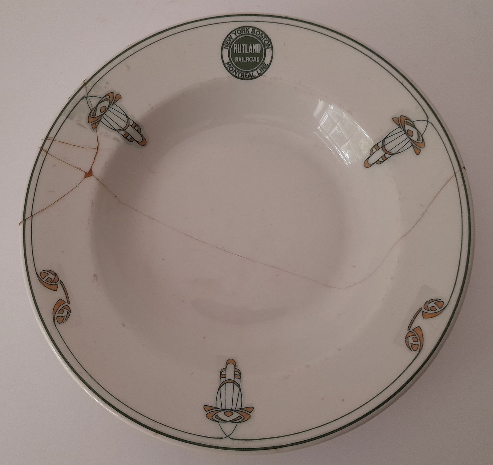 Rutland Railroad China Soup Plate - ttop marked logo AS-IS (1 of 6)